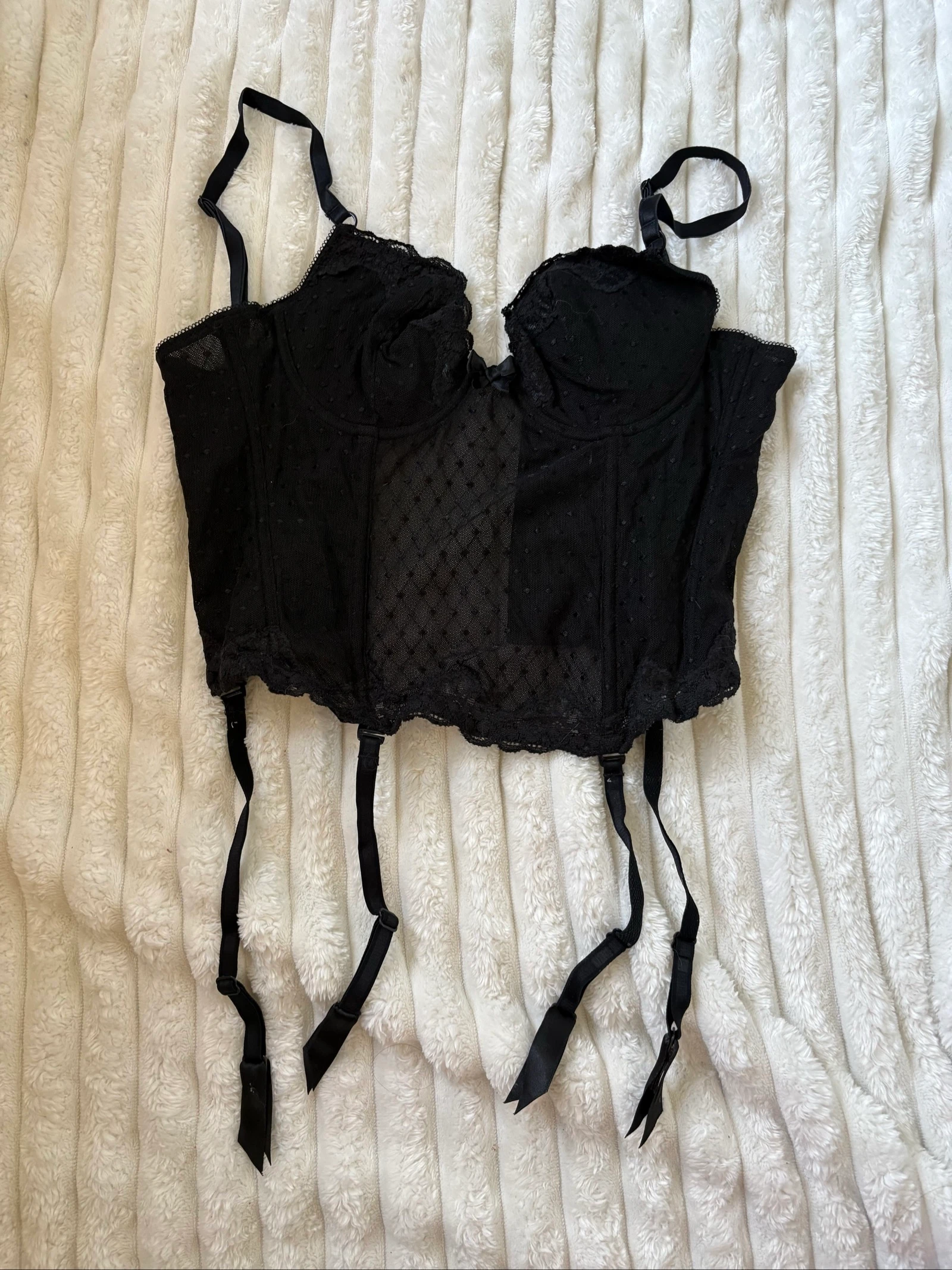 Bustier guêpière porte-jarretelles femme vintage motif plumetis